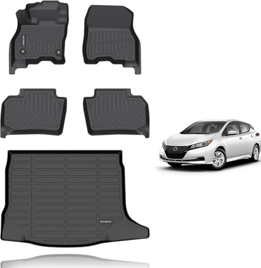 KELCSEECS® Floor Mats & Cargo Liner Custom for 2018-2025 Nissan Leaf All Weather Protection TPE Floor Liners Front& Rear Row Full Set Nissan Leaf Accessories Black