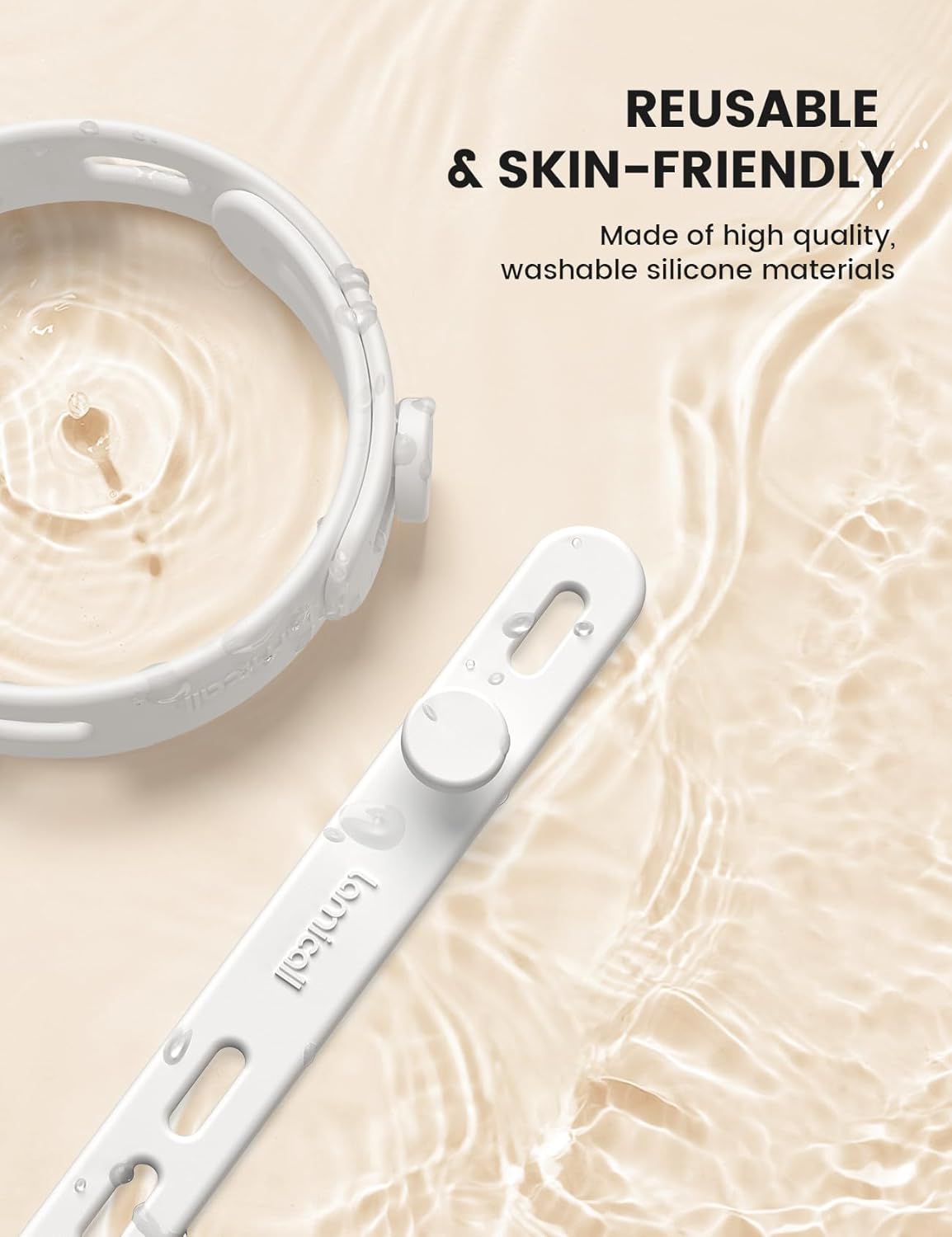 10Pack Silicone Cable Ties Cord Organizer - Lamicall Elastic Wire Ties Management, Desktop Travel Must Haves, Desk Home Office Workspace Accessories, Dorm Room Essentials, White Cord Keeper for Cables