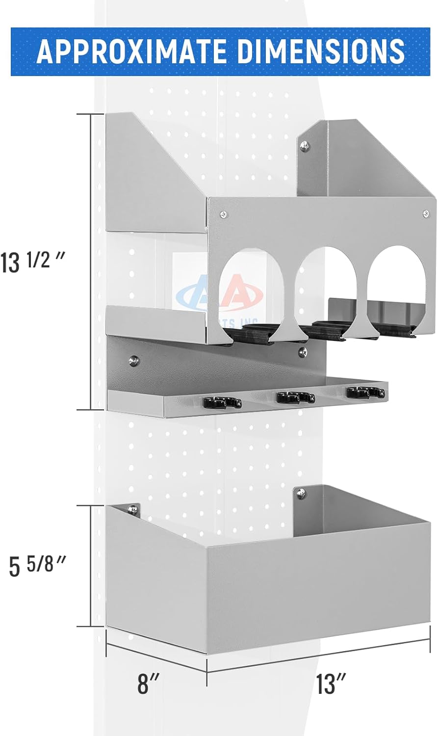 AA Products P-SH-Power Tool Organizer Wall Mount Designed for 13''D Van Shelving Storage, Three Layer 13" W Steel Power Tool Charging Station Organizer