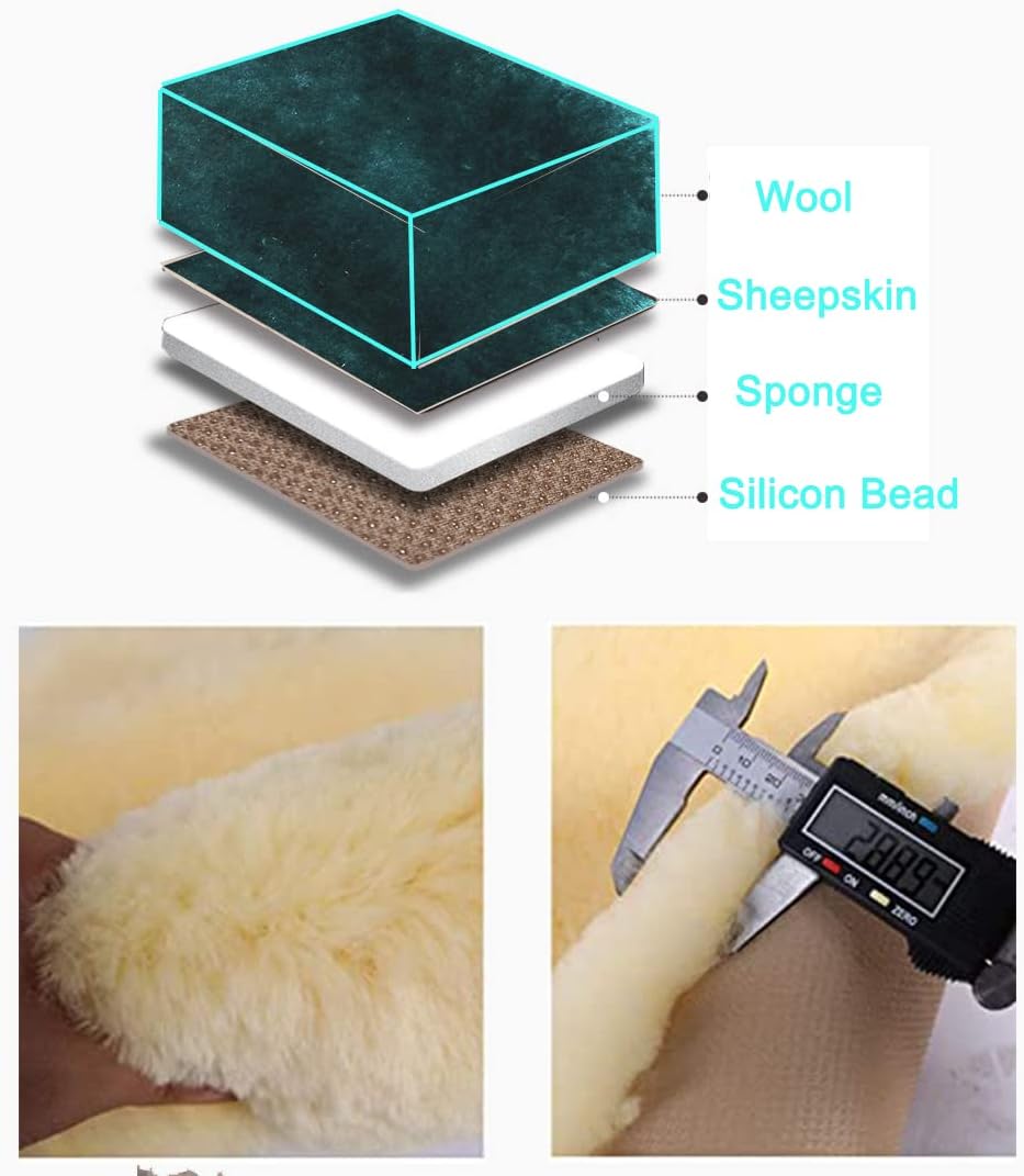 Fluffy Genuine Australia Sheepskin Car Back Seat Cover for Auto Rear Interior Accessories Seat Cushion with Soft Fuzzy Wool Natural Fur Non-Slip (Alpine Green, Back)