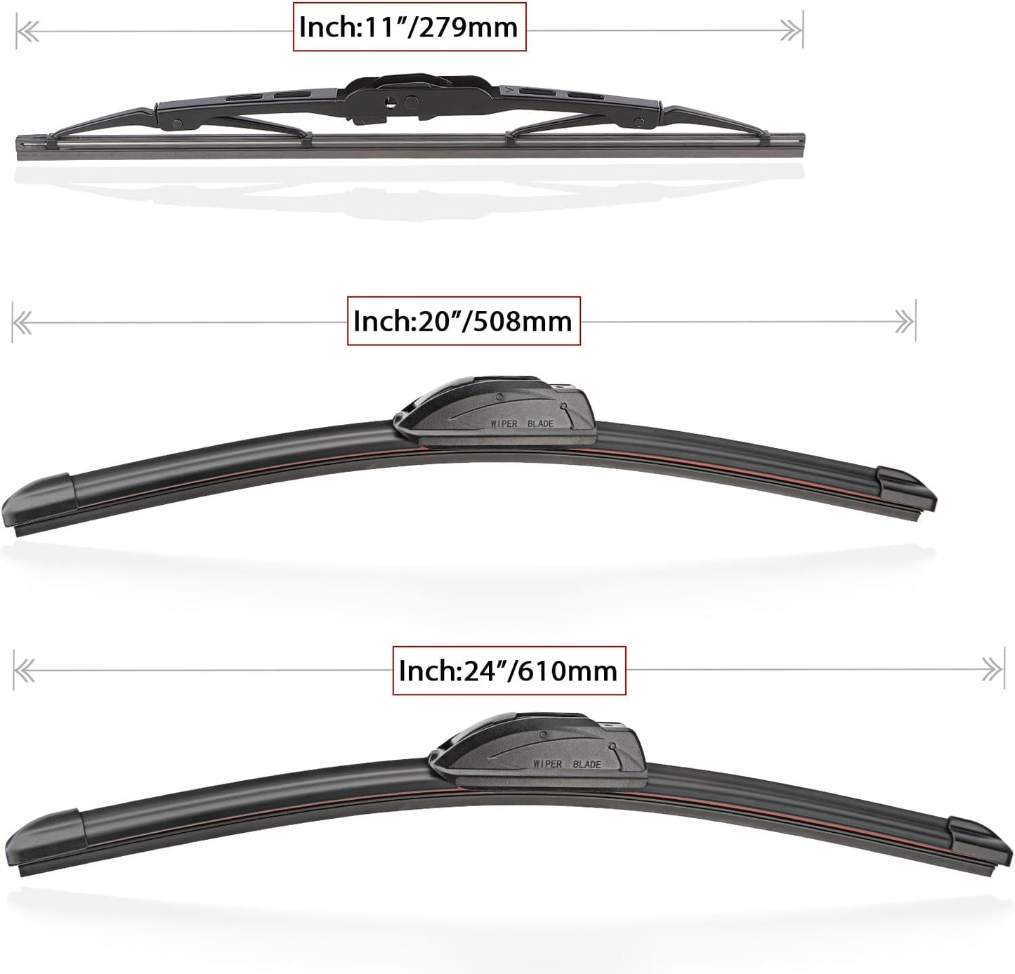 Windshield Wiper Blades Replacement for Cadillac XT5 2017 2018 2019 2020 2021 2022 2023 Original Factory Quality Front Rear Wipers Blade Set for My Car - 24" 20" 11" (Pack of 3)