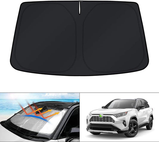 KUST Windshield Sun Shade for Toyota RAV4 2019-2023 2024 2025 Window Shade Sun Visor Cover Foldable Blocks UV Rays Keep Your Car Cooler