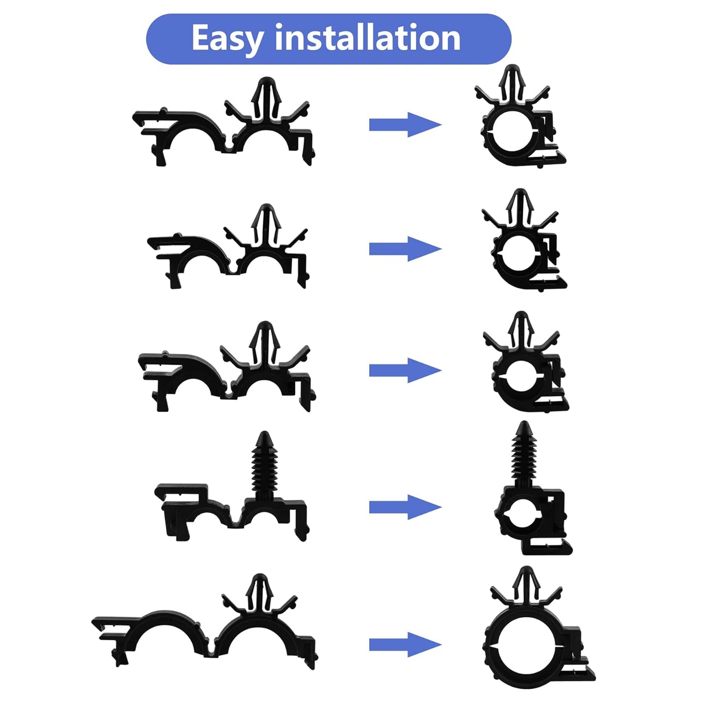 150pcs Wire Loom Clips Car Automotive Harness Routing Clips Assortment Kits - 10 Different Sizes Automotive Wire Routing Clips Replacement Auto Parts for Honda GM Mazda Jeep Wrangler Ford