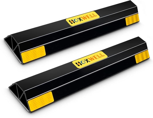 (New Updated 18" 2 Packs Heavy Duty Parking Stopper for Garage, Parking Gadgets Protects Car, Parking Aid Easy to Install 2 PCS, 18" L x 3.7" W x 1.8" H