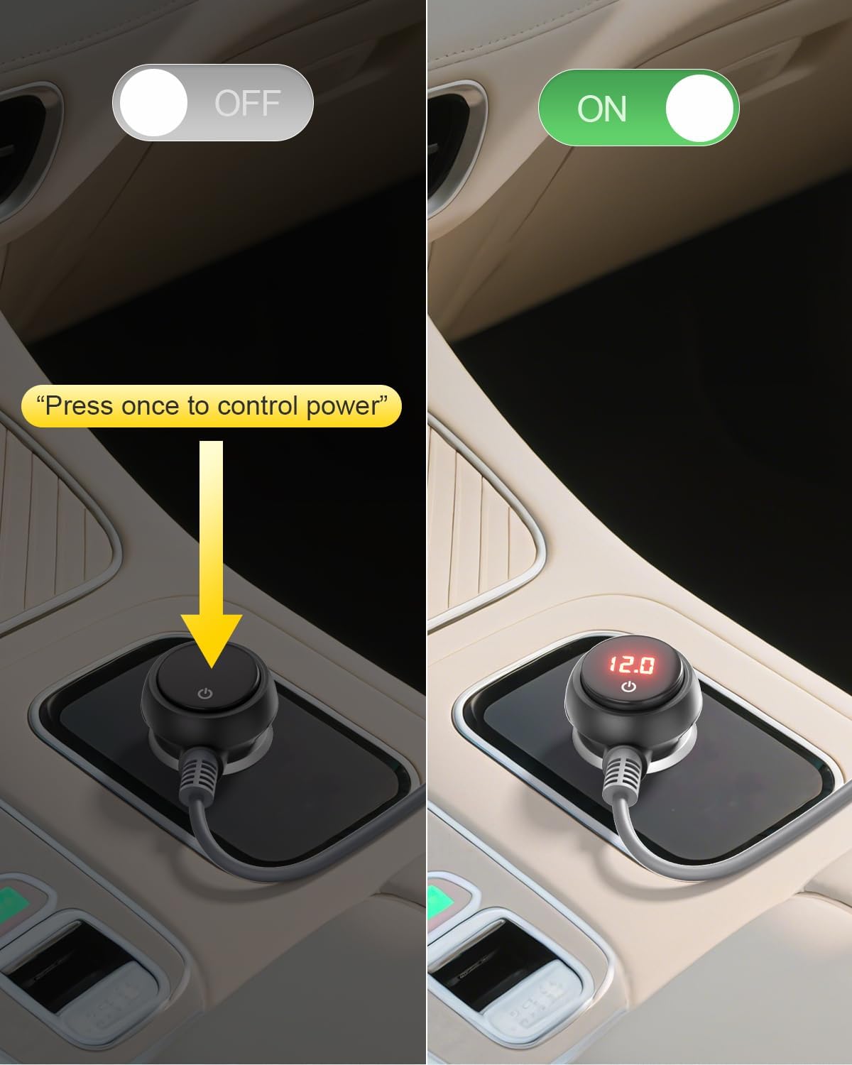 Starlink Mini Cable 10FT Car Adapter for Starlink Mini 12V Adapter with Switch/Digital Display 12V-24V DC Power Cable Cigarette Lighter Car Charger Waterproof Accessories for RV Trucks Boat 18AWG 3M