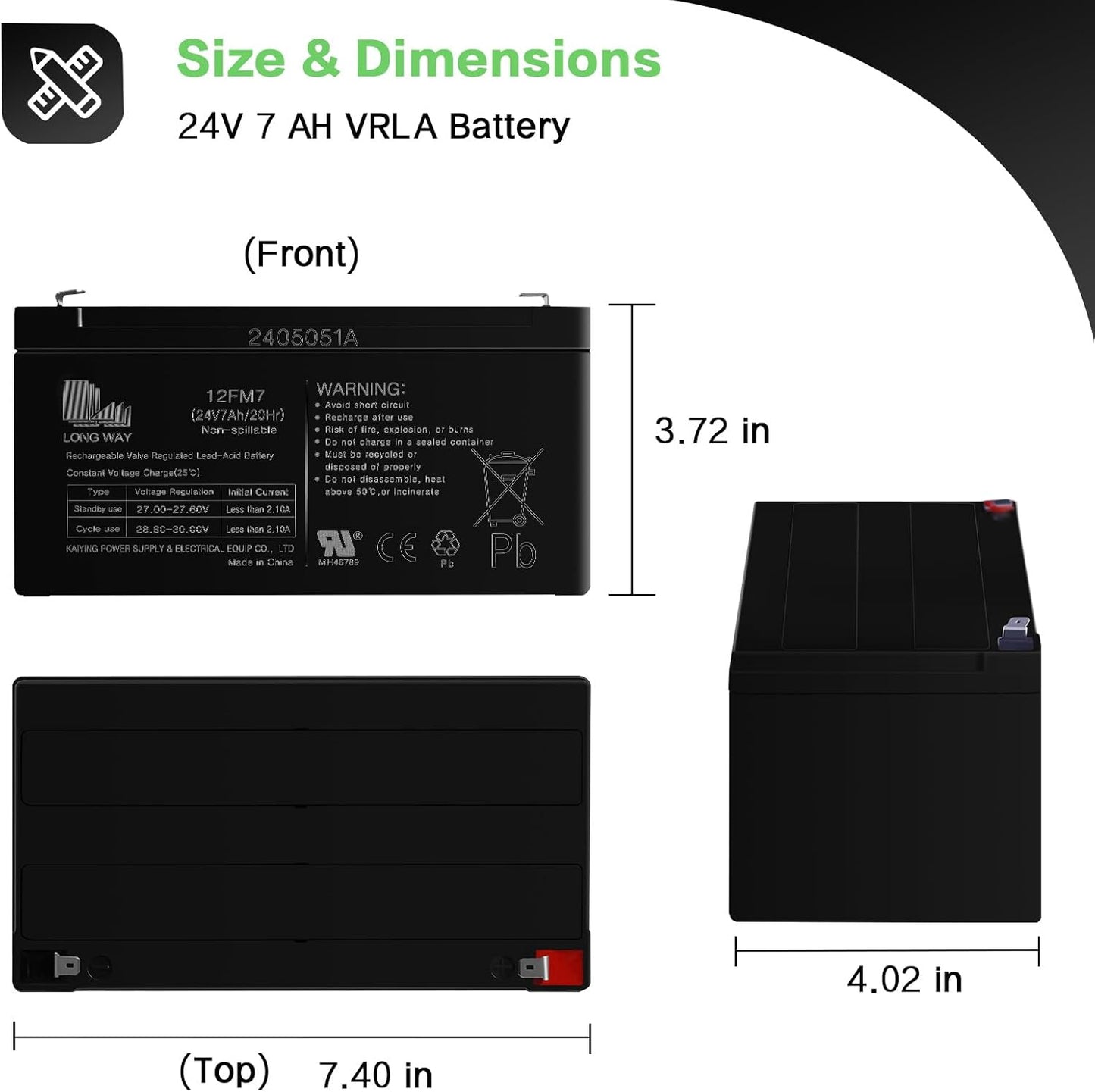 OTTARO 24V 7AH Battery for Ride on Car UTV