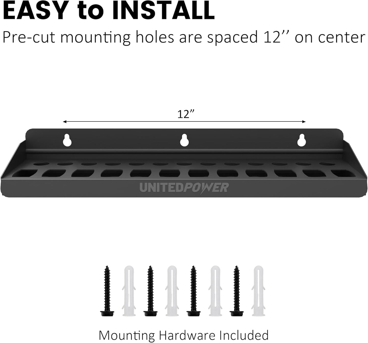 UNITEDPOWER Pliers Holder, Wall Mount Storage Rack Organizer for Workshop, Shed, Garage, Home, Stores up to 12 Pliers or Small Tools