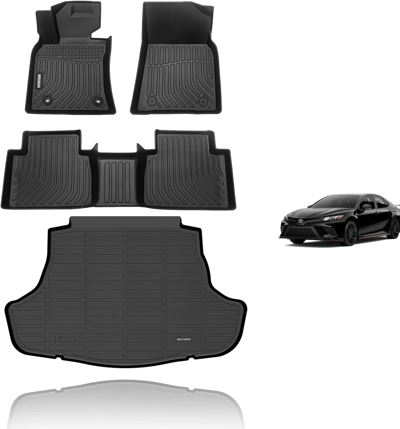 KELCSEECS Floor Mats & Cargo Liner Custom for 2024 2023 2022 2021 2020 2019 2018 Camry Hybrid All Weather Car Mats Cargo Mat Trunk Mat Camry Hybrid Floor Mats Accessories