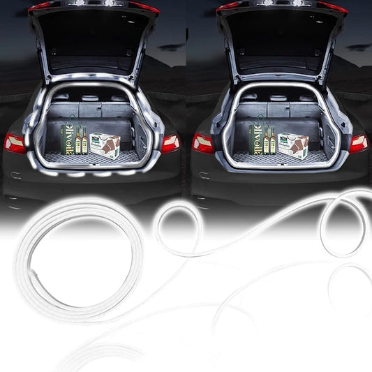 Upgrade Dynamic Flowing Car LED Trunk Light Strip, 79Inch Universal Flexible Cutting Silicone Waterproof Neon Lights Strip, 12V Interior Ambient Lighting for Cars SUVs(White)
