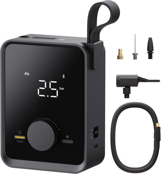 HOTO Tire Inflator Portable, Electric Air Pump Pro for Car Tires with Digital Pressure Gauge 120PSI, Cordless Tire Pump with 12V Motor, 7500mAH Battery, Air Compressor for Car, Motorcycle, Bike, Ball