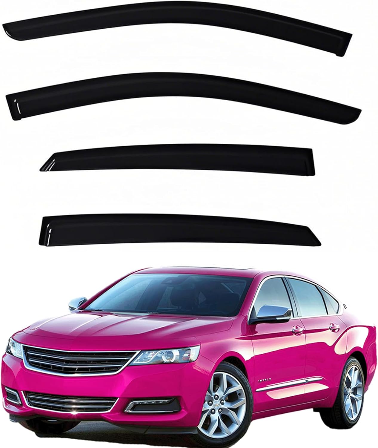 Window Visors Rain Guards fits 2014-2020 Impala (EXCLUDES Impala Limited), Out-Channel Window Wind Deflectors Vent Shades Accessories, Dark Smoke 4 Pcs, 2015 2016 2017 2018 2019