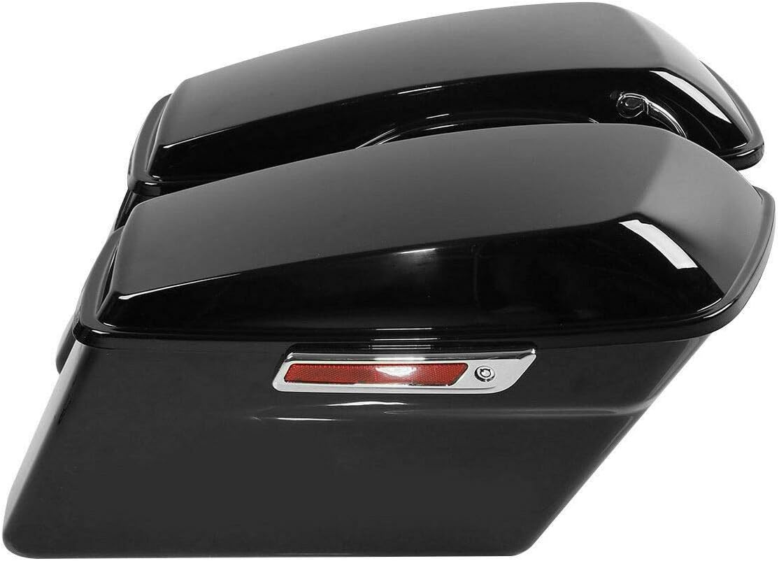 Green-L Vivid Black Hard Saddlebags with Chrome Latches Lock&Key Set Fit for Harley Touring Road King Street Glide Electra Ultra 2014-2024