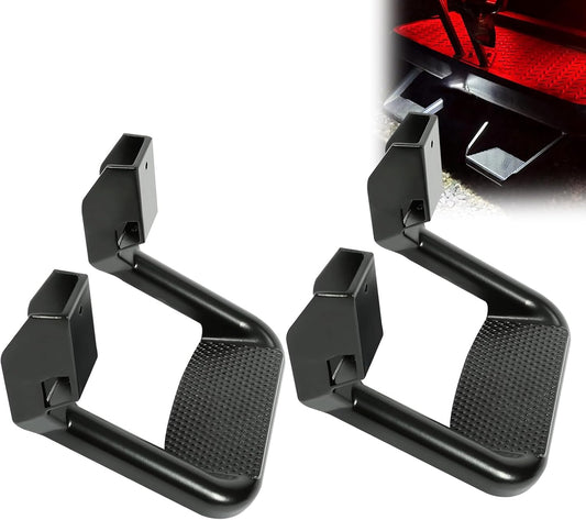 RULLINE Black Powder Coated Truck Side Step Set - 2 Pieces (1 Pair) with Mounting Brackets - Compatible with Chevy (Chevrolet), Ford, Toyota, GMC, Dodge RAM, and Jeep Trucks