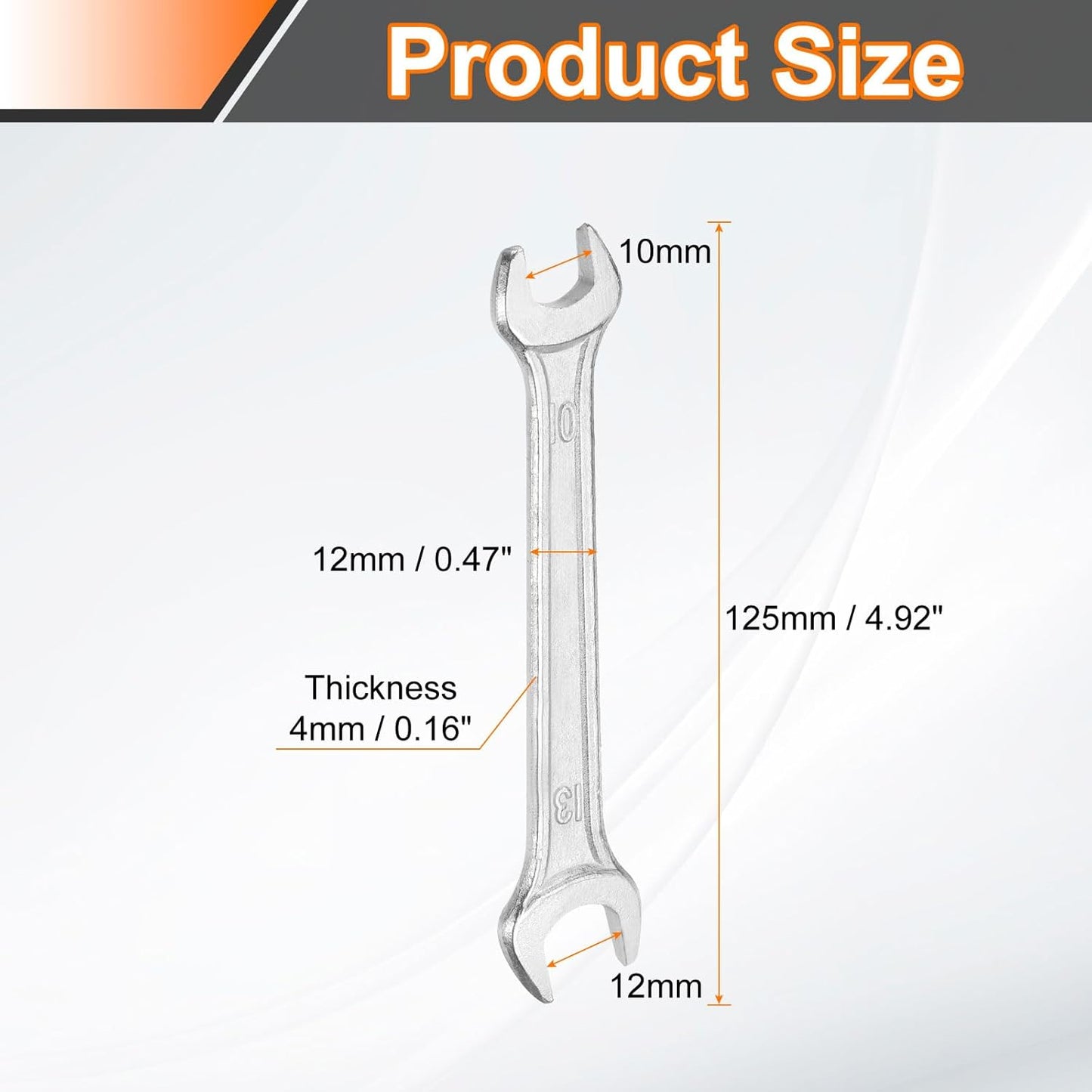 HARFINGTON 5pcs Double Open End Wrench 10mm x 12mm Metric 15 Degree Offset Angle Small Flat Head Wrench Galvanizing Open Ended Spanner for Automotive Repair Furniture Assembly