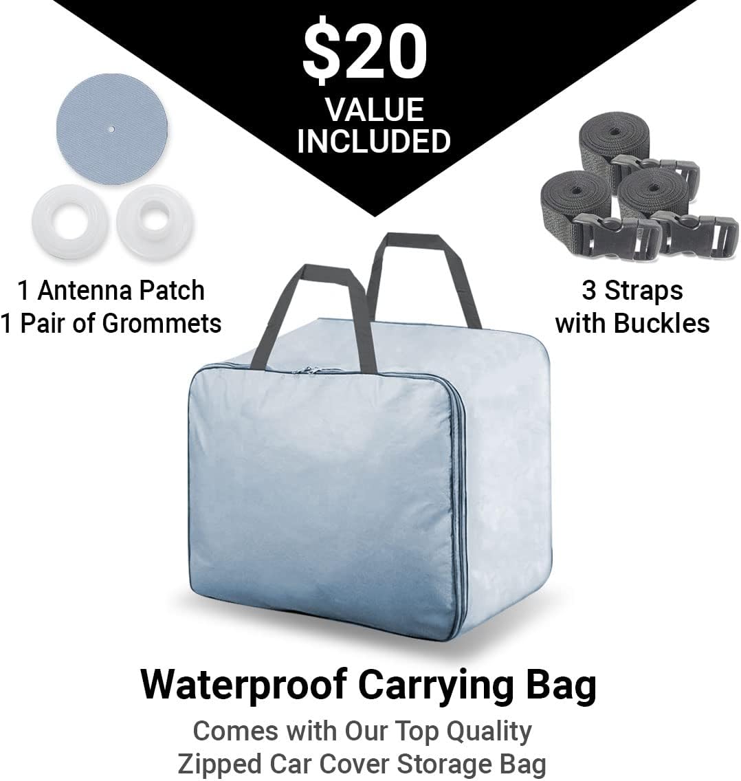 iCarCover Premium Car Cover for 1982-1991 Pontiac 6000 2-Door, 4-Door Heavy Duty Waterproof All-Weather Automobiles Custom Fit Indoor Outdoor UV Snow Protection Covers with Straps and Bag