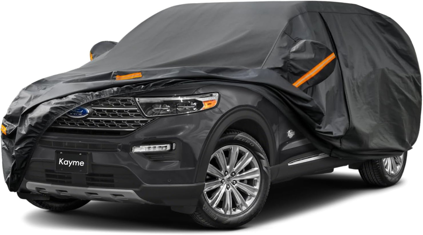 Kayme 7 Layers SUV Car Cover Custom Fit for Ford Explorer (2006-2025) Waterproof All Weather for Automobiles,Outdoor Full Cover Rain Sun UV Protection.Black