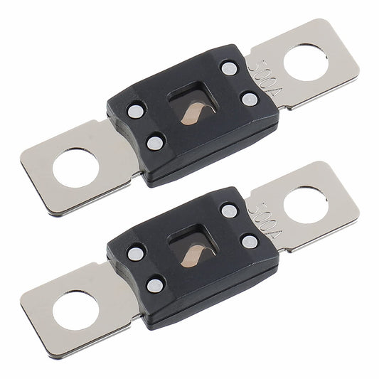 500A MEGA High Current Fuse - 500 Amp Bolt-on Fuse for Cars, Trucks, Construction Vehicles, Buses, Caravans (2 Pcs)