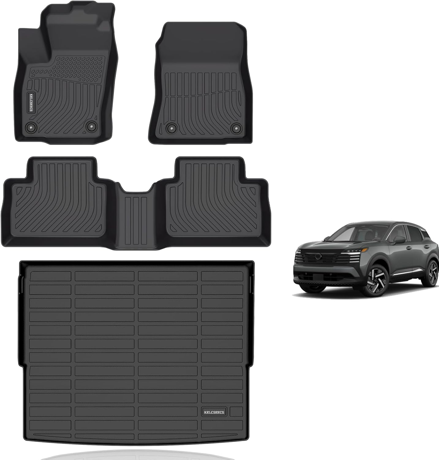 KELCSEECS Floor Mats & Cargo Liner Custom for Nissan Kicks 2025 2026 SR SV(Not fit S),All Weather Protection Anti-Slip TPE Floor Liners Full Set Nissan Kicks Accessories Black