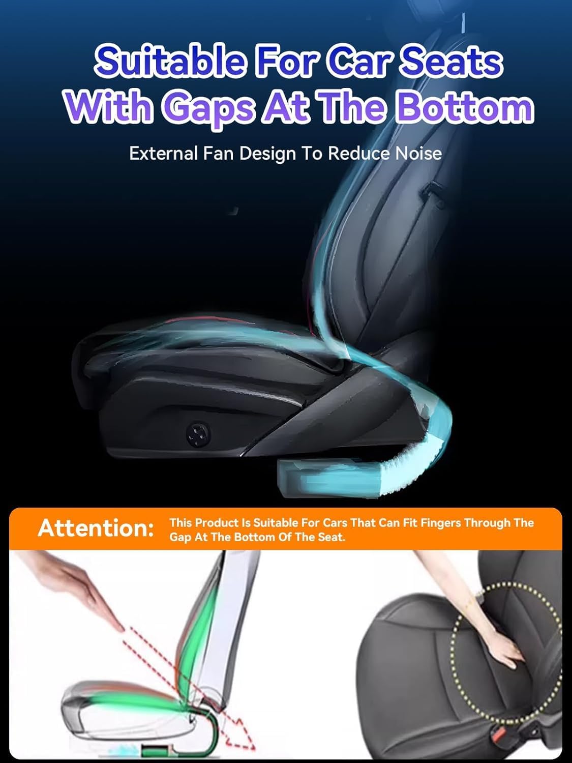 Air Suction Cooling Car Seat Cover Front Seat, 12V Circulation Ventilation Cooling Car Seat Cushion, Summer Cooling Seat Cushion Suitable for Car SUV Truck Universal Style, Classic Black