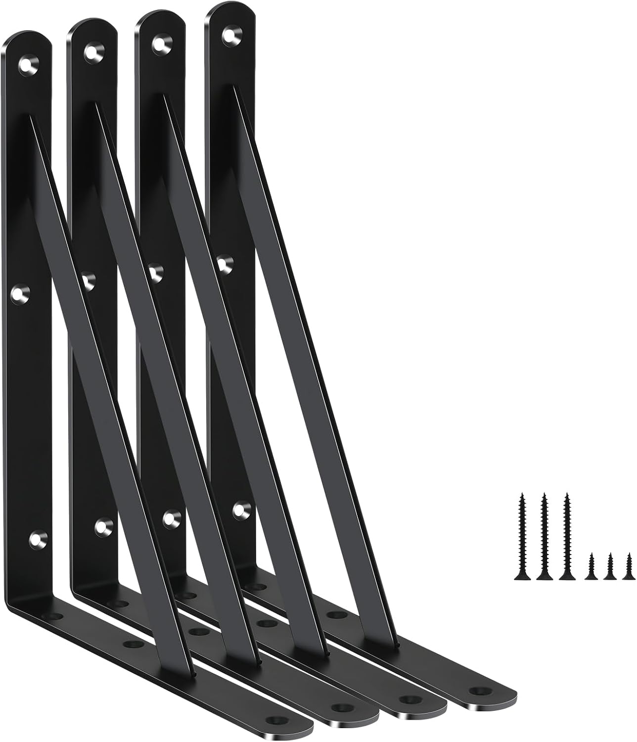 4 Pack L8 x H 6" Black Heavy Duty Shelf Brackets with Screws Metal Shelf Brackets Shelf Support Angle Brackets for Shelves L Brackets Heavy Duty Floating Shelf