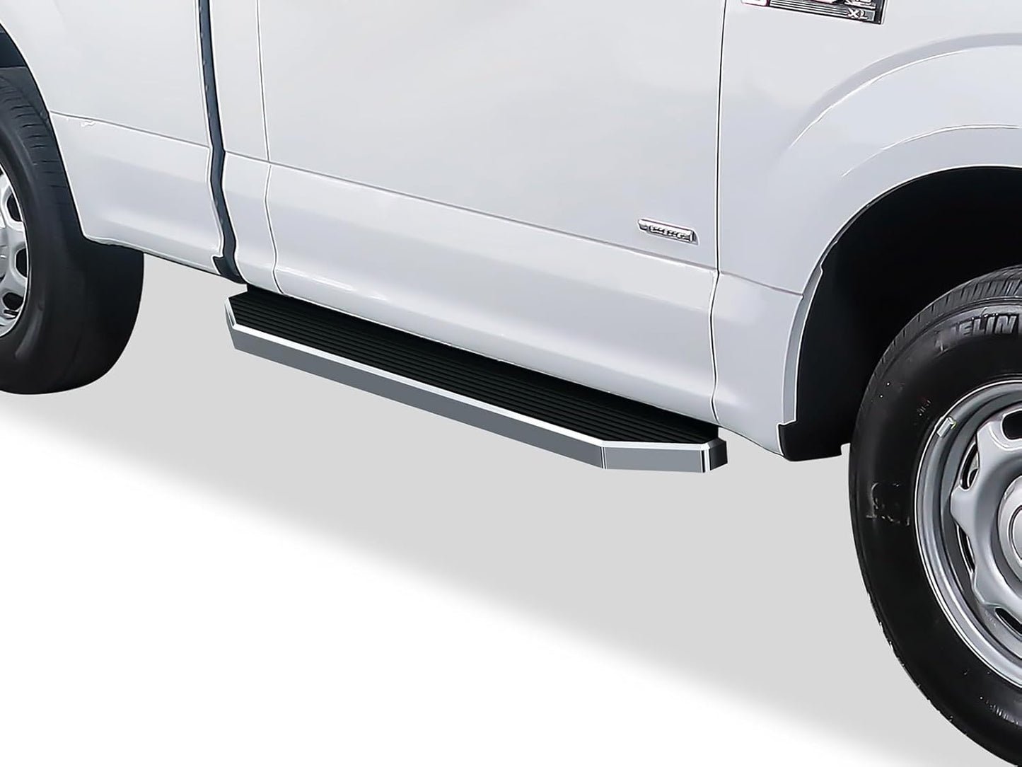 APS 6in 304 Stainless Steel (Polished Flat Style) Running Boards Side Bars Side Steps Compatible with Ford F150 2015-2025 Regular Cab & F-250 F-350 Super Duty 2017-2025