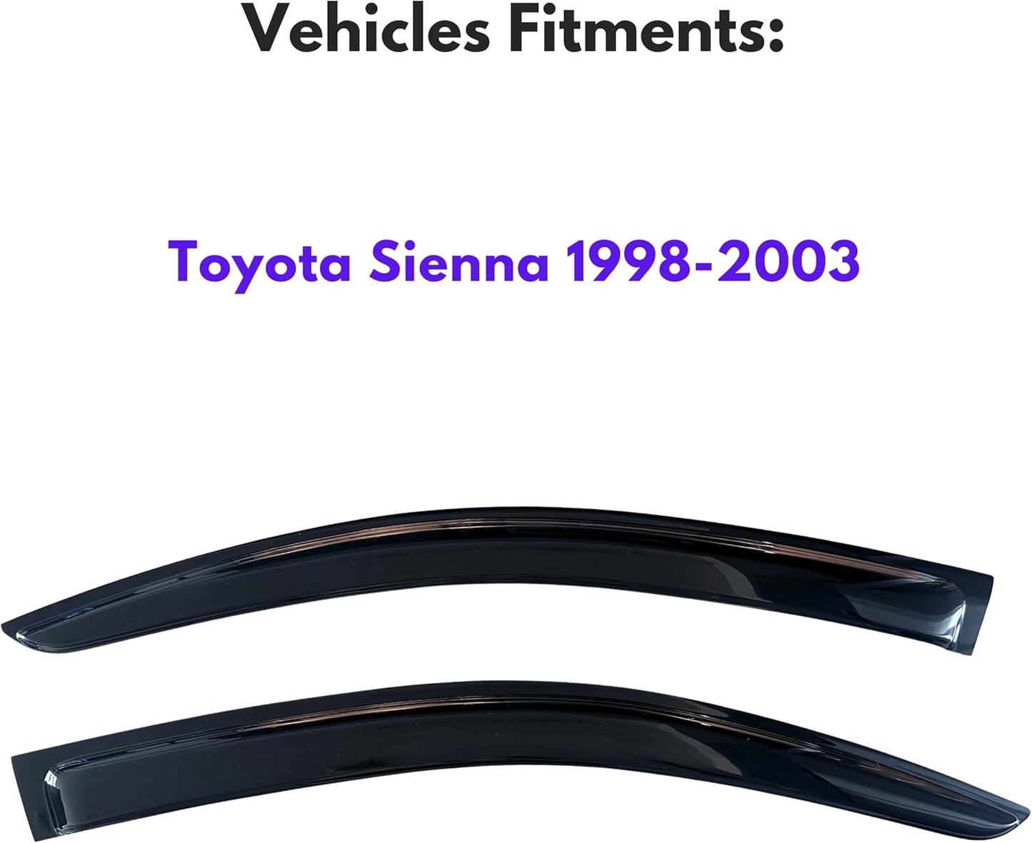 KPY Window Visor Compatible with Toyota Sienna 1998-2003, Rain Guard Window Vent Deflectors Tape-On Style, 1998 1999 2000 2001 2002 2003