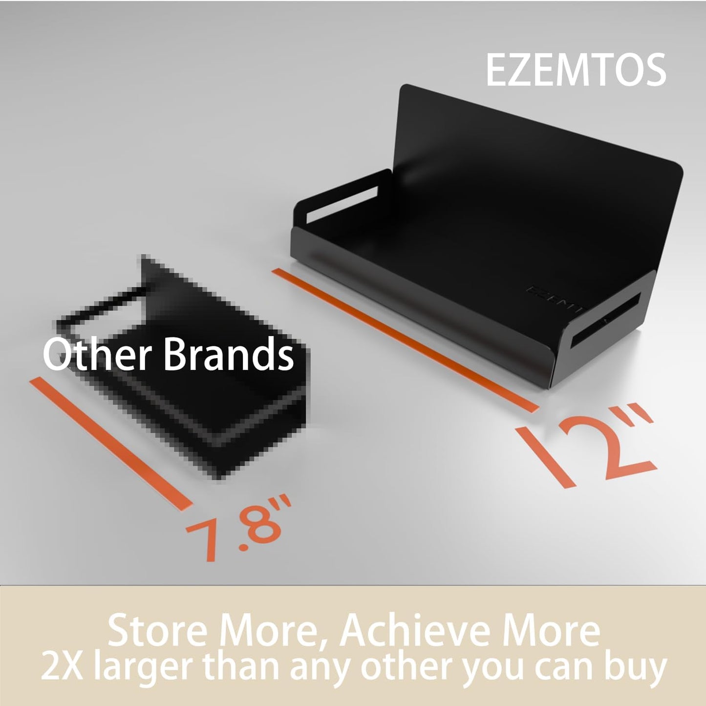 2-Pack Magnetic Spice Rack for Refrigerator - Heavy-Duty 20LB Capacity - Strong Magnetic Shelves for Classroom Whiteboards and Garage Tools, Kitchen Organizer for Utensils, Black