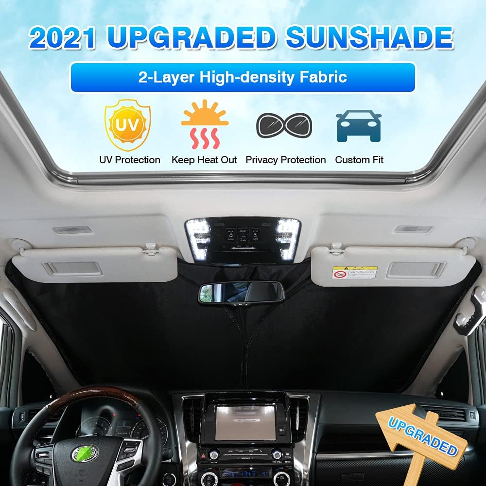 T TGBROS Windshield Sun Shade Custom Fit for 2018–2023 Kia Stinger Accessories Foldable Sun Shield Reflective Polyester Sun Visor Cover Block Heat and Sun Protection