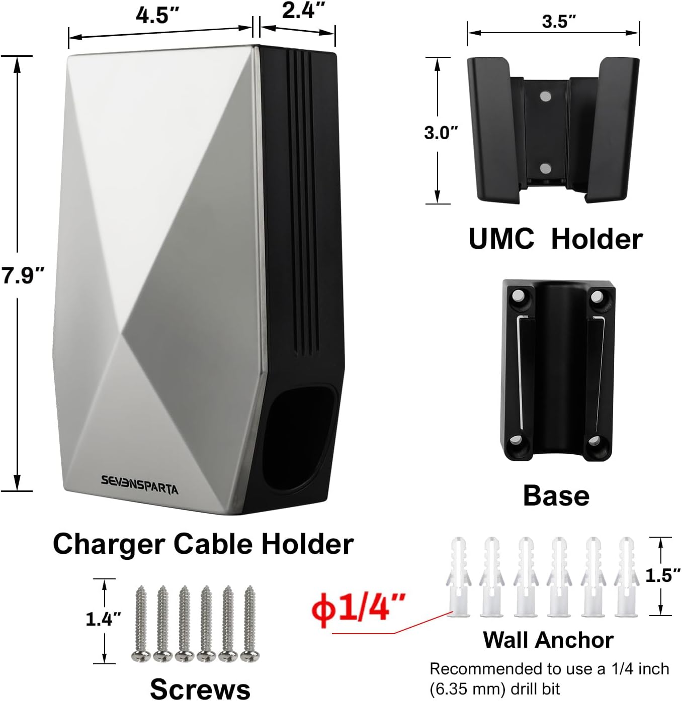 Upgraded Aluminum Charging Cable Holder with Chassis Bracket Compatible with Tesla Cybertruck Model 3 Model Y Model X Model S Charger Cable Organizer Accessories for Wall Connector,Improved Slot