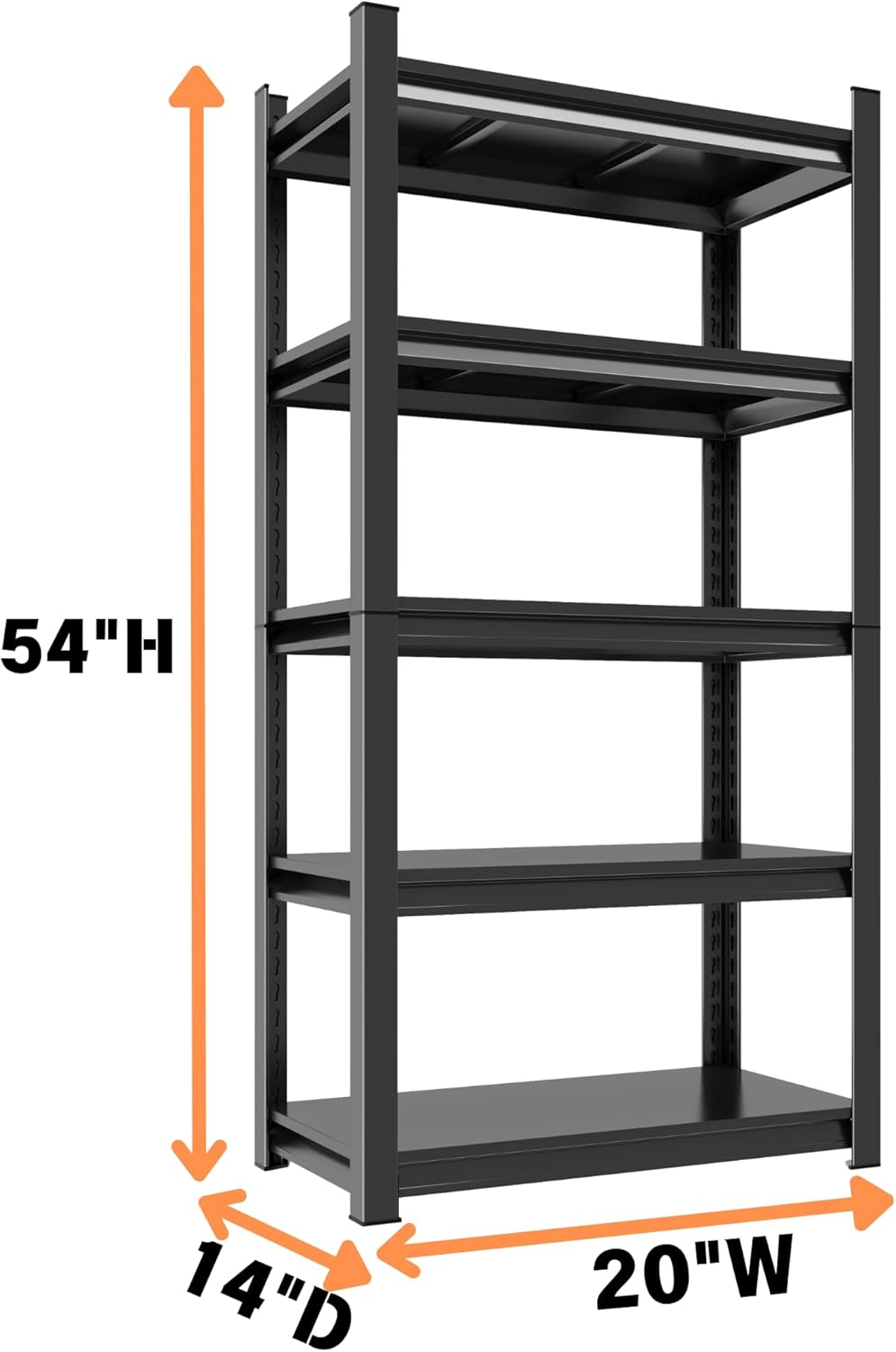 Metal Garage Shelving Unit, Heavy Duty 5-Tier Adjustable Storage Rack, Steel Shelving,2000 lbs Capacity, Industrial Shelves for Heavy Tools and Equipment (5-Tier 54" H x20 W x 14" D)
