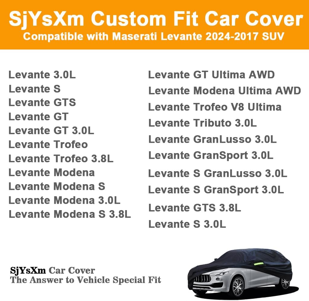 Custom Car Cover Compatible with Maserati Levante/Grecale 2026-2017 5-Door SUV, Waterproof All Weather Car Covers with Cotton Lining, Heavy Duty Rain Snow Sun Dust UV Cover for Outdoor Indoor
