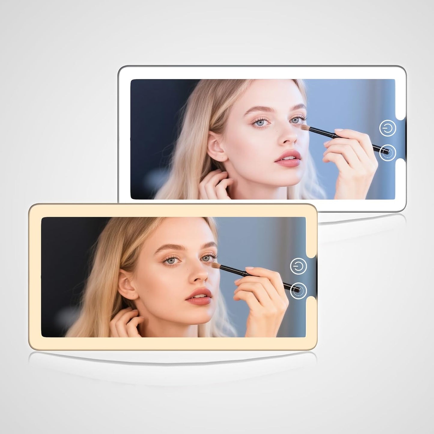 2 Pcs Car Sun Visor Vanity Mirror,Dimmable Rear View Visor Makeup Mirror with 3 Light Modes,Black