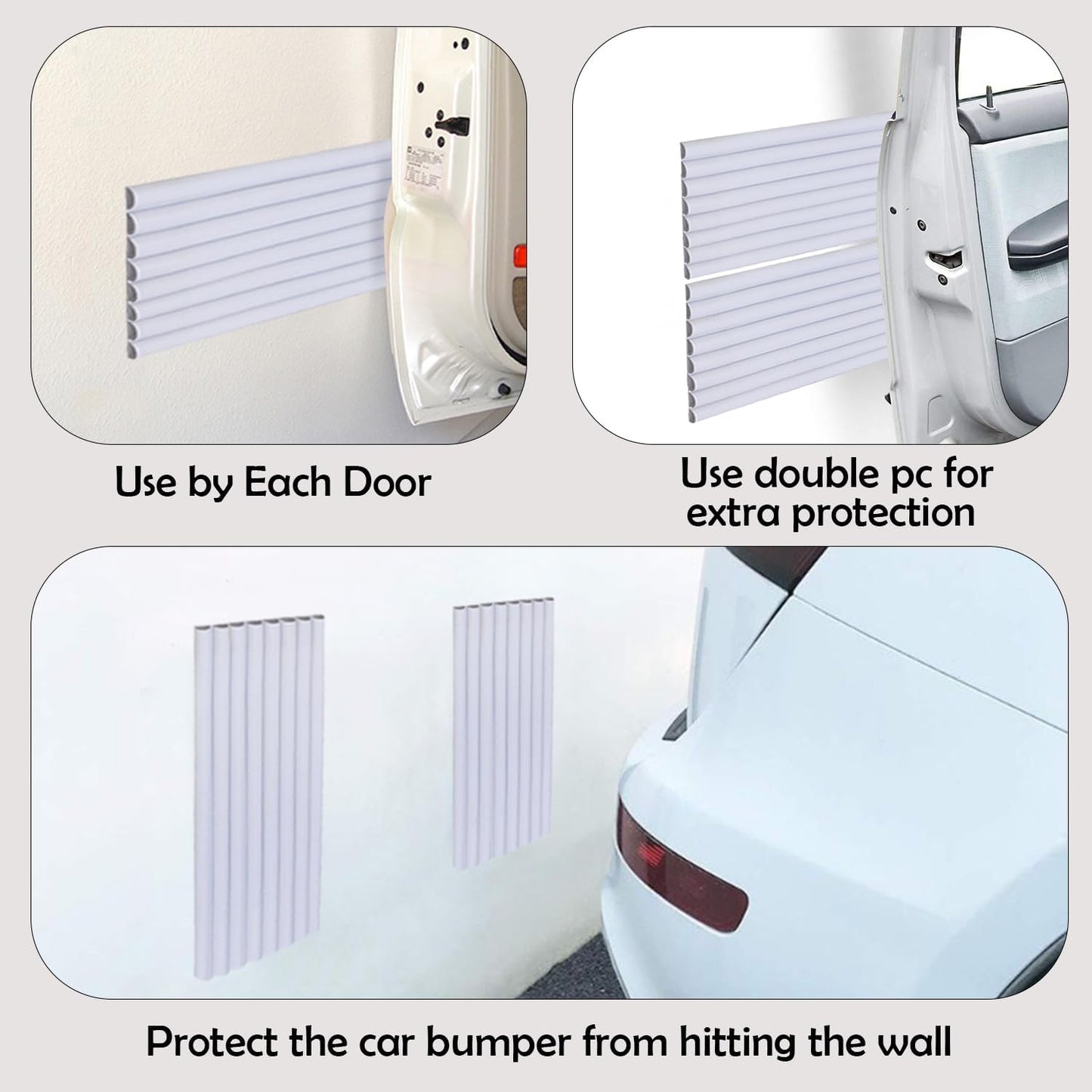 Rubber Bond Garage Wall Protectors - 4in x 12ft Strong Self-Adhesive Rubber Bumper Protectors for Garage Walls - Waterproof and Anti-Scratch Garage Wall Protector for Car Doors (White)