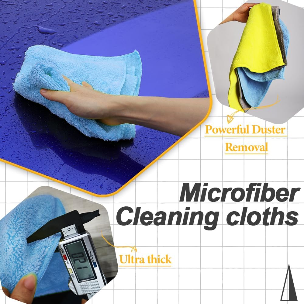 Microfiber Wash，Car Drying Towel, Extra Soft,Reusable and Durable,Absorbent, Car Drying Towel Lint-Free,Interior Microfiber Rags 16in x 16in-6 Packs Blue