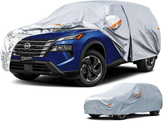Kayme 6 Layers SUV Car Cover Custom Fit for Nissan Rogue (2007-2025) Waterproof All Weather for Automobiles, Outdoor Full Cover Rain Sun UV Protection.Silver