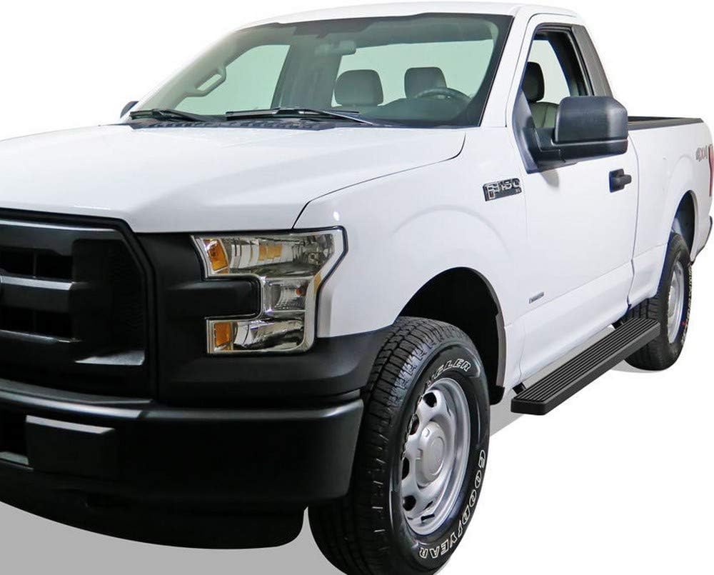 APS Running Boards 5-inch Black Compatible with Ford F150 2015-2025 Regular Cab & F-250 F-350 Super Duty 2017-2025 Stainless Steel (Nerf Bars Side Steps Side Bars)