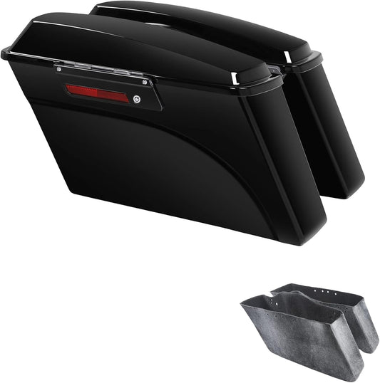 XFMT Motorcycle Saddlebags Vivid Black Hard Saddle Bags Trunk W/Black Latches For Harley Touring Road King Street Glide Road Glide Electra Glide Ultra Classic 1994-2013