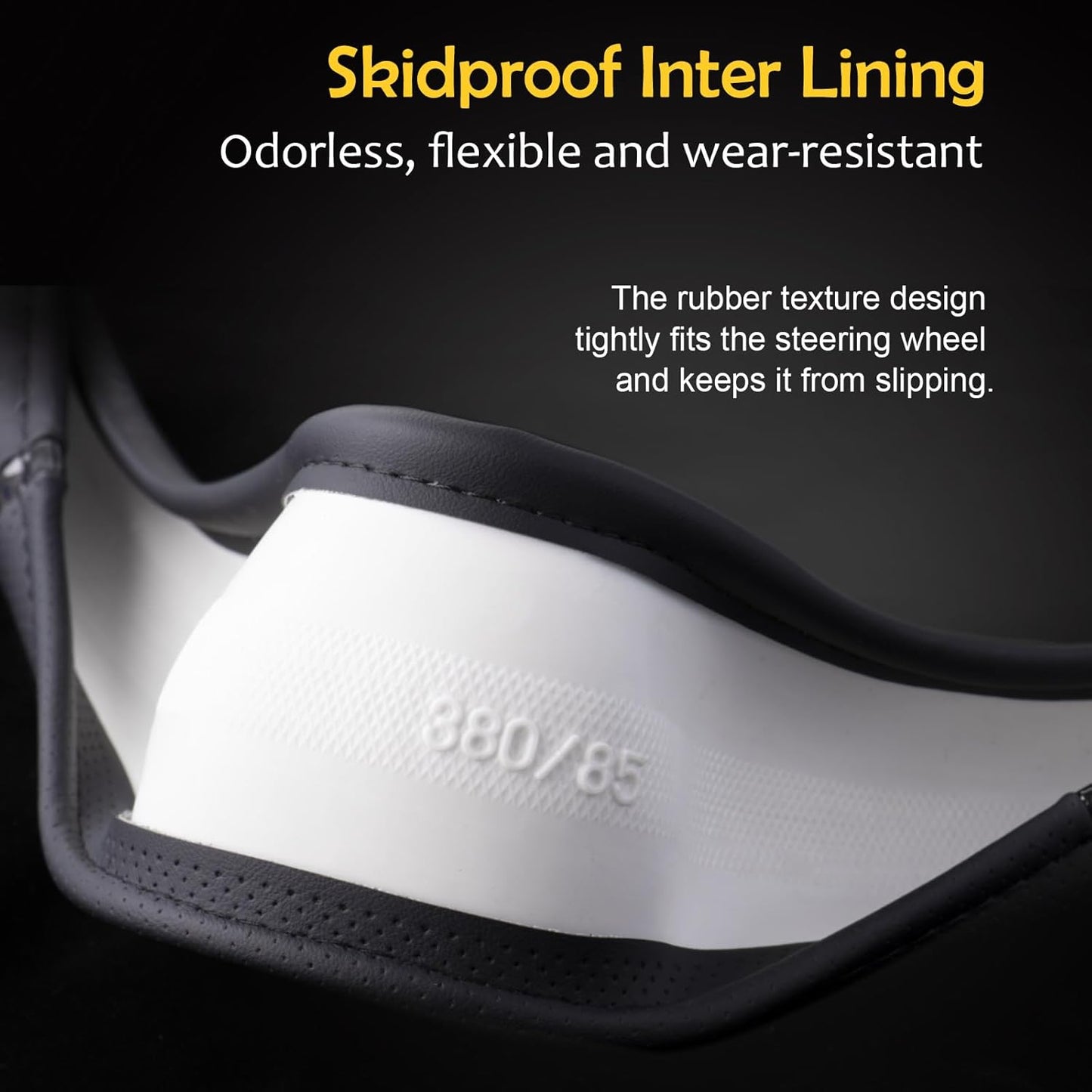 Wood Grain Steering Wheel Cover Carbon Car Steering Wheel Covers 14 1/2-15 inch with Coasters Microfiber Leather Splicing Breathable Anti-Slip Durable Universal Steering Wheel Protective - Gray