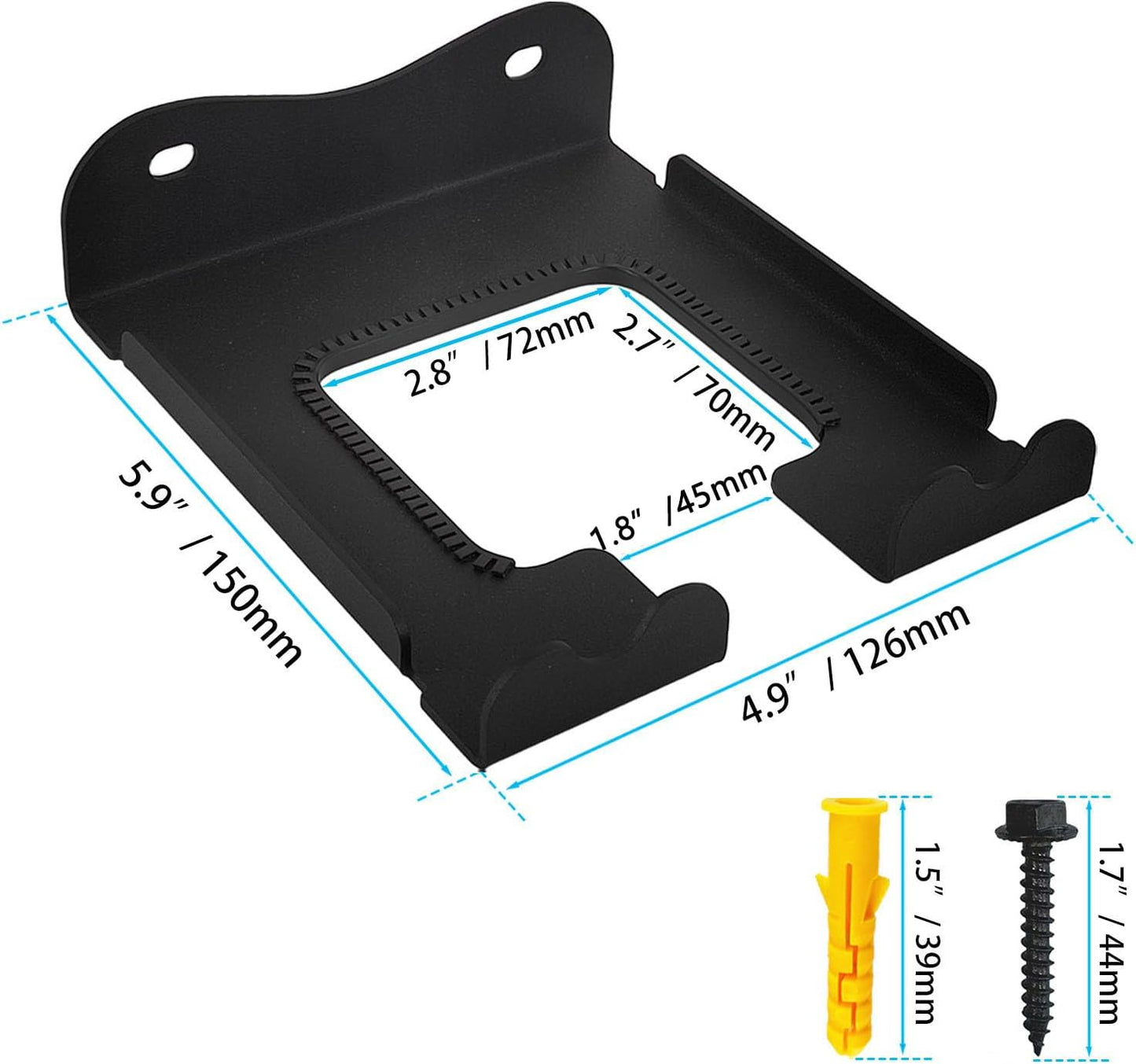 Garage Organizer Trimmer Rack, Heavy Duty Steel Weeder Eater Hanger, Wall Mounted Garden Tool Storage Rack, Black, 5.9 x 4.9 x 1.5 inches