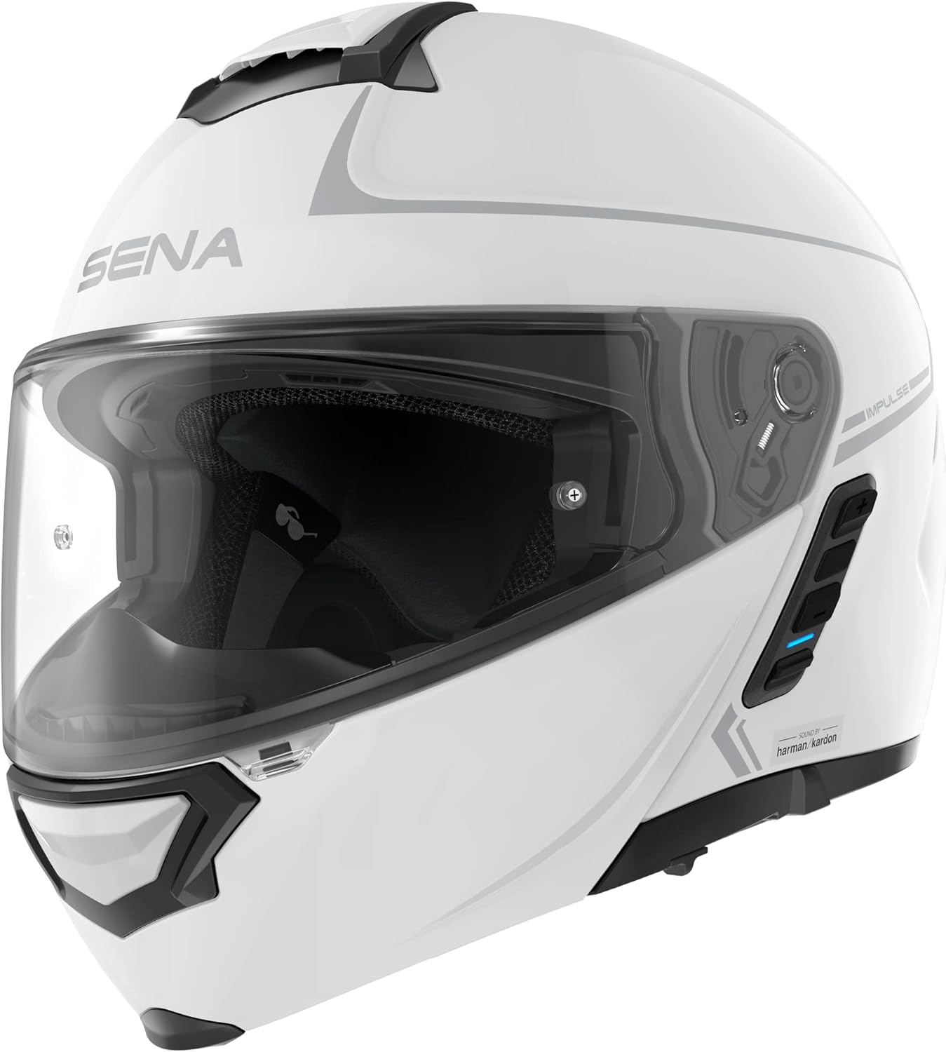 Sena Impulse DOT Flip Up Modular Bluetooth Helmet w/Sound by Harman Kardon Dual Visor Helmet with Integrated Mesh Intercom System / MP3 / Voice Dial (Gloss White, X-Large)