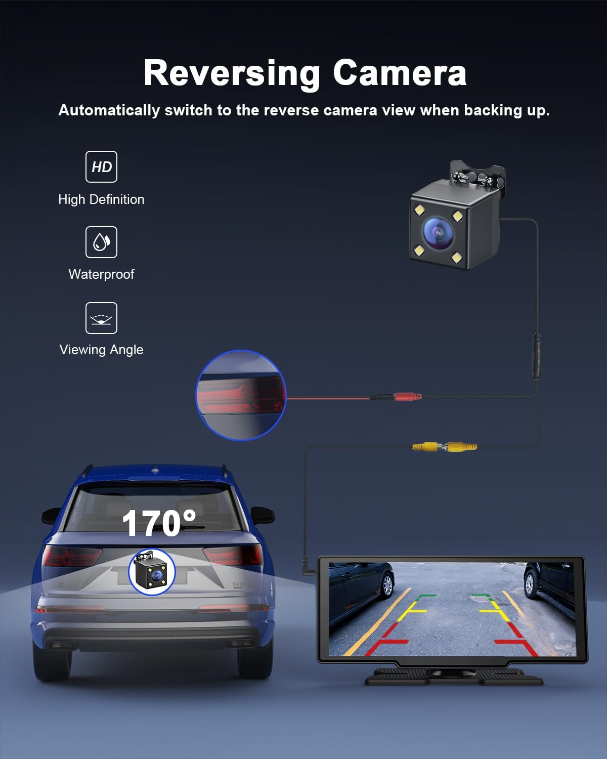 8.1'' Wireless Apple Carplay Screen for Car, Android Auto with Backup Camera, Portable Car Stereo Touchscreen with OTA/GPS Navigation/Mirror Link/Voice Control/Bluetooth/AUX/FM/WiFi