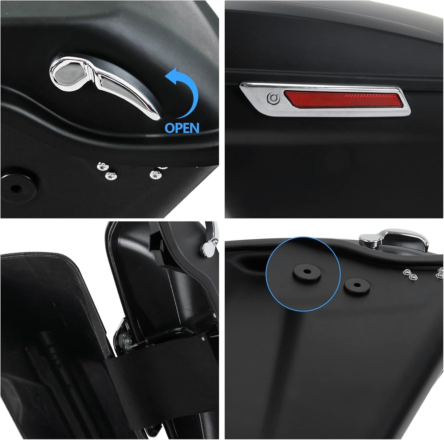 XFMT Motorcycle Hard Saddlebags Matte Black Saddle Bags Trunk W/Latches For Harley Touring Road King Street Glide Road Glide Electra Glide Ultra Classic 2014-2024