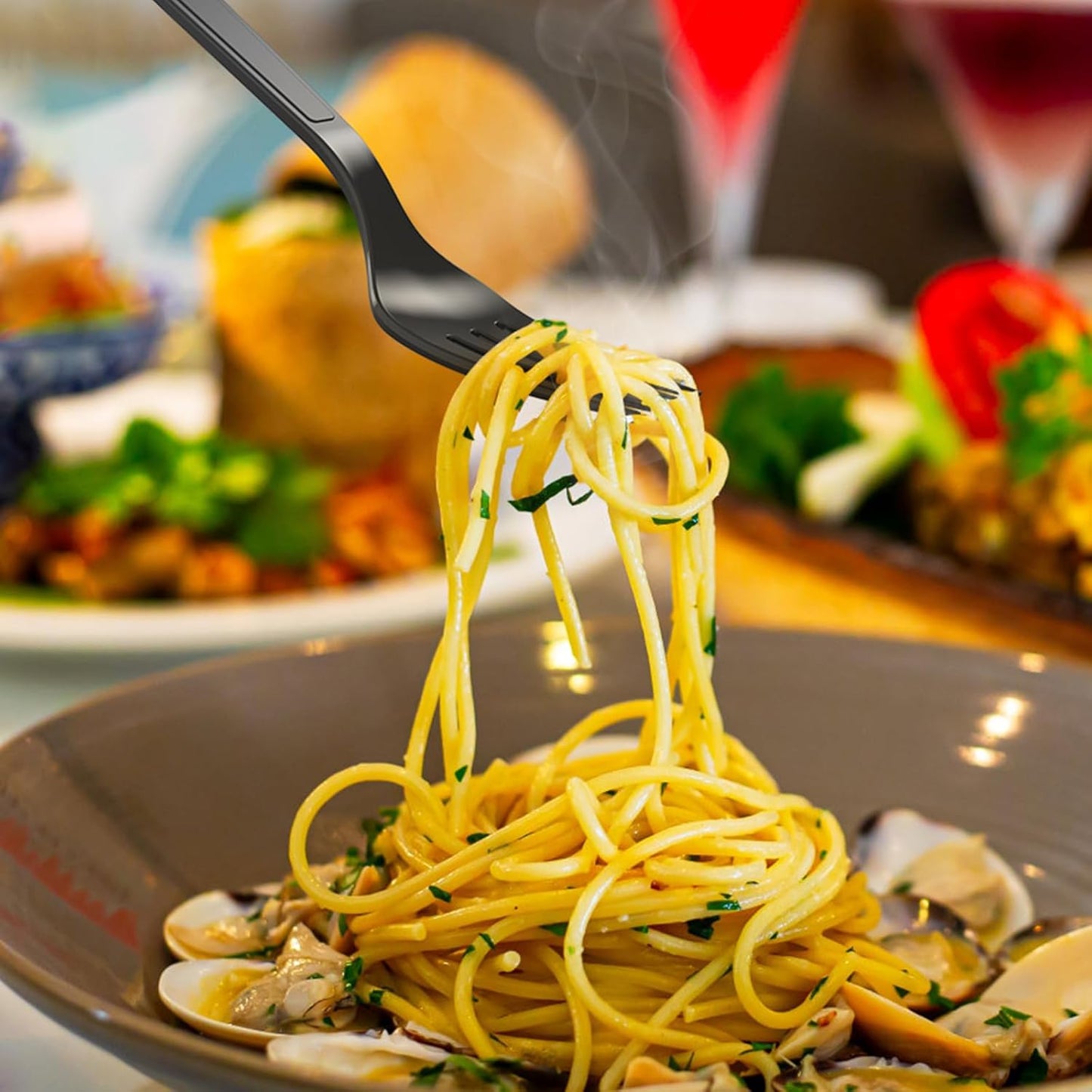 360 Count Extra Heavy Duty Black Plastic Forks Disposable, BPA-Free, Heat Resistant, Solid and Durable Disposable Forks Bulk, Premium Plastic Forks heavy duty for Party Supply