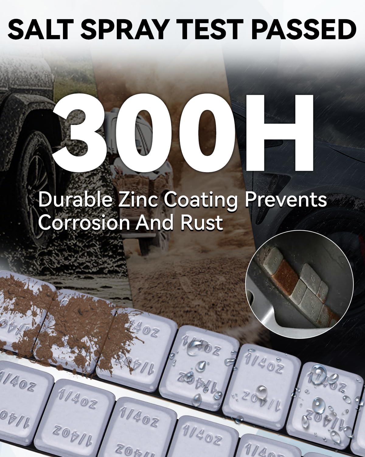 YIZBAP Wheel Weights Gray 1/4oz, 72 oz/Box, 288pcs, with Strong Black Adhesive. 0.25 Ounce Stick on Wheel Weights for Cars, Trucks, SUVs, Motorcycle and Others