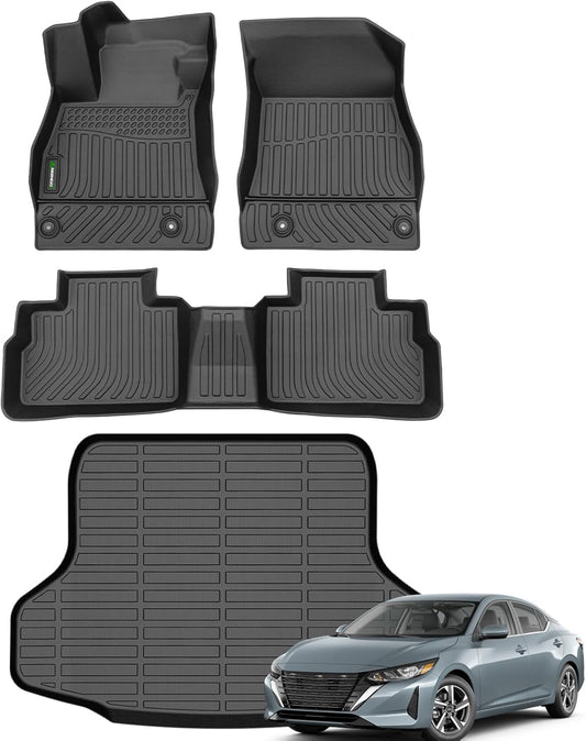 ANBINGO®-Floor Mats& Cargo Liner for Nissan Sentra 2020-2026 S/SV/SR Sedan,All Weather Sentra Car Liner Protection TPE Custom Sentra Accessories Black