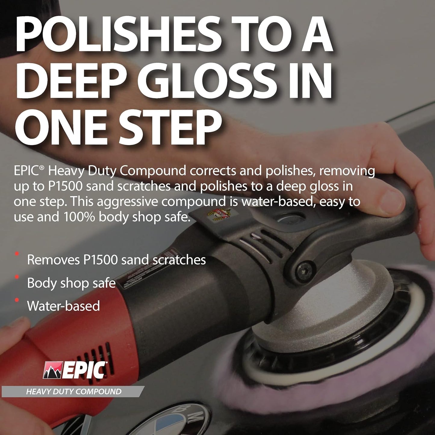 Malco Epic Heavy-Duty Car Polishing Compound – Best Deep Scratch Remover | All-in-One Compound for Polishing Car Paint | Dust-Free, Swirl-Free Finish | Removes P1500 Sand Scratches | 16 Oz. (109016)