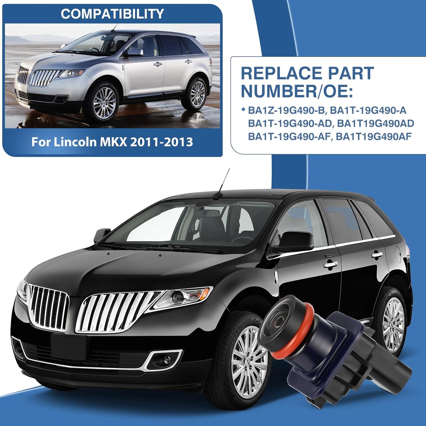 Rear View Backup Camera Fit for Lincoln MKX 2011-2013, Reversing Parking Assist Camera OE Replace BA1Z-19G490-B BA1T-19G490-A BA1T-19G490-AD BA1T-19G490-AF