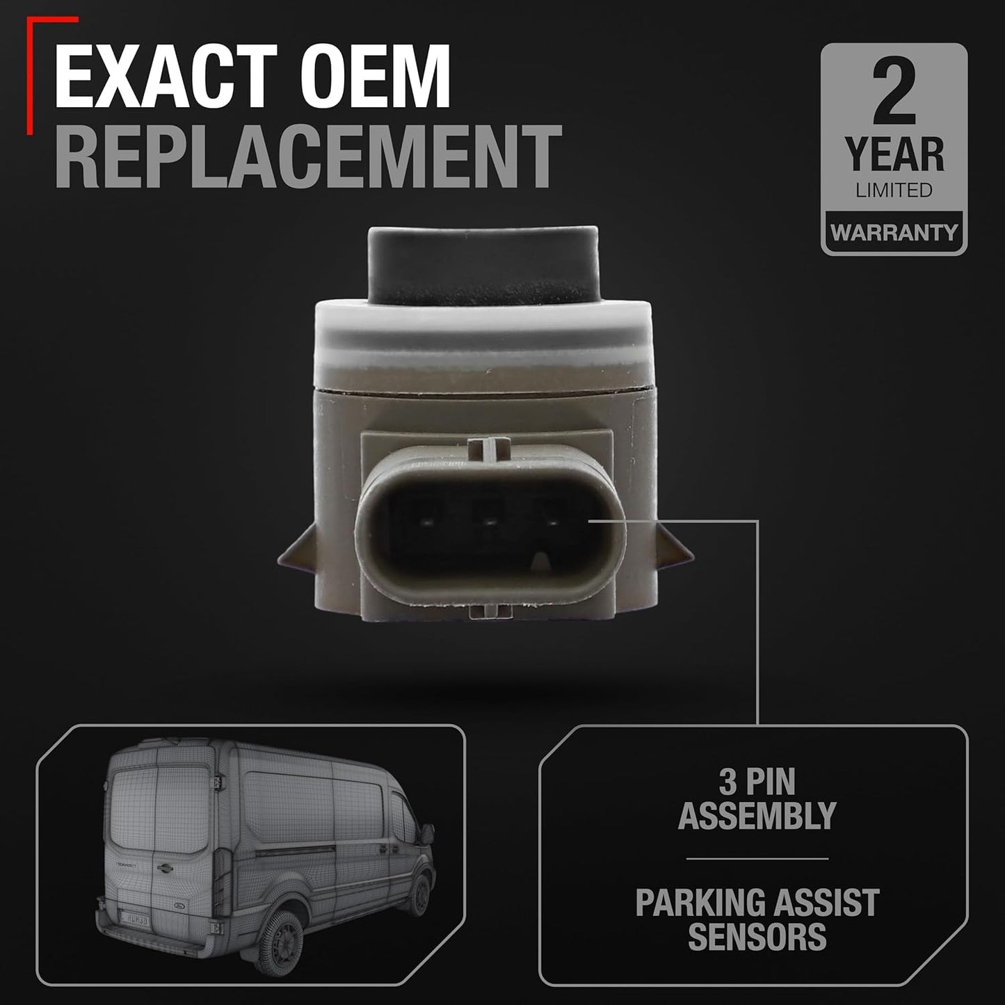 T1A Car Parking Sensors - 4 Pieces - Compatible with 2019-2022 Ford Transit - Front or Rear Bumper Parking Aid Sensor, Backup Reverse Parking Assist Kit - OEM JU5Z15K859B