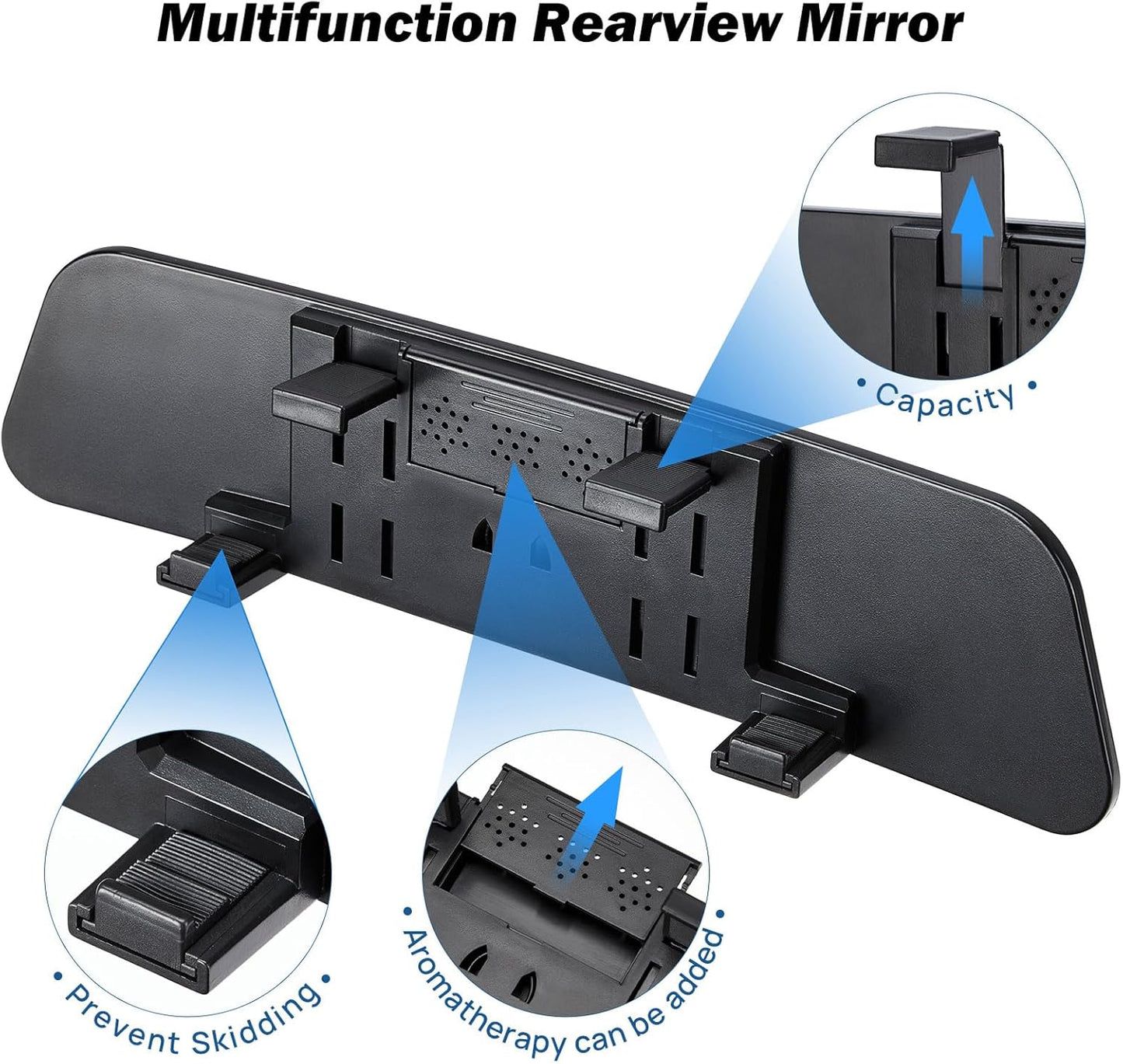 JOYTUTUS Rearview Mirror, 12 Inch Panoramic Interior Clip-on Wide Angle Convex Universal Rear View Mirror to Reduce Blind Spot Effectively for More Car SUV Trucks -Clear