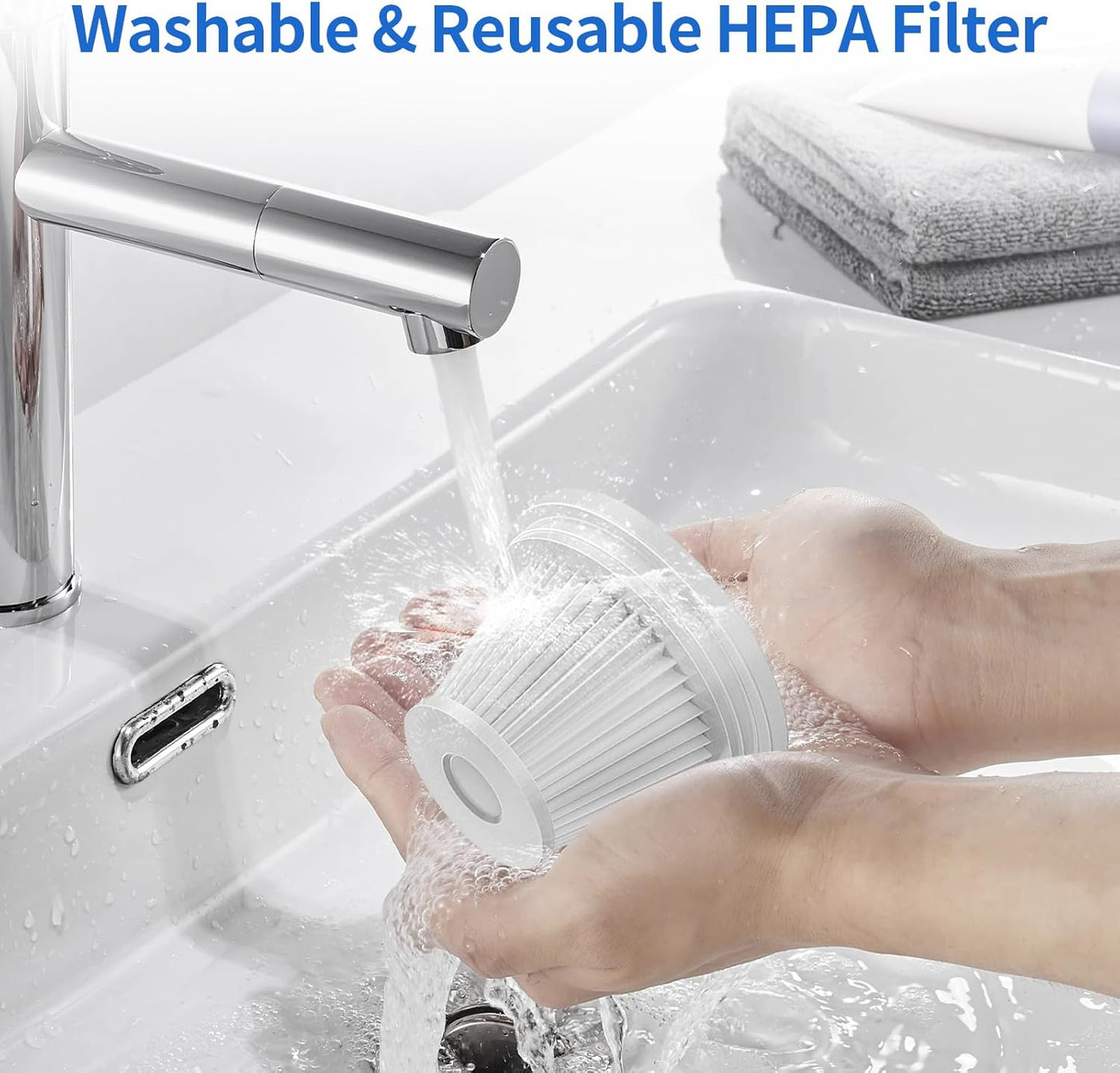 Car Vacuum,Portable & Foldable 21000PA & Air Duster, Cordless Handheld, High-Power Brushless Motor, 3-Speed Settings, 6000mAh Battery, Washable HEPA Filter for Home, Car, Office & Camping